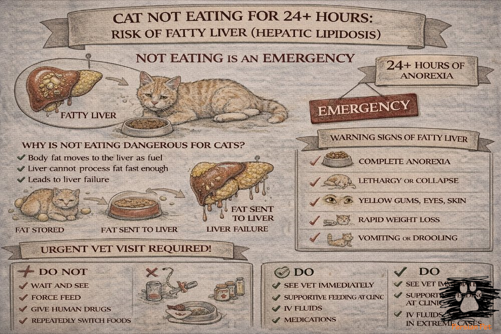گربه غذا نمی‌خورد بیش از ۲۴ ساعت؛ خطر کبد چرب