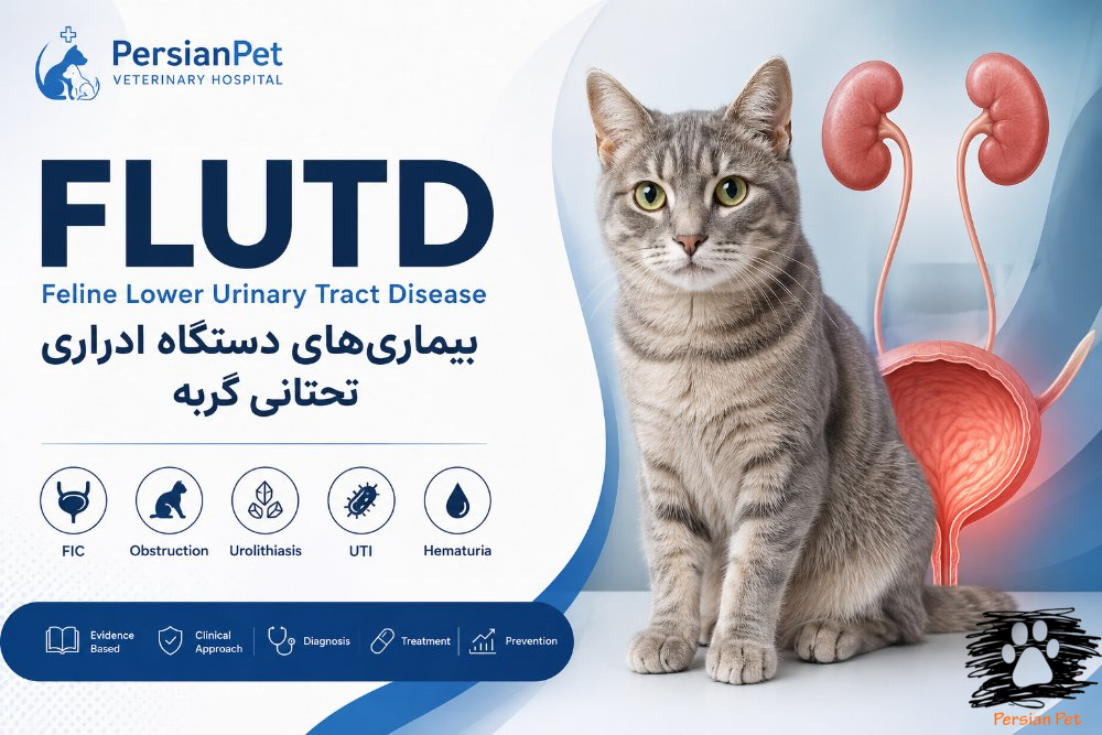 بیماری‌های دستگاه ادراری تحتانی گربه (FLUTD) | راهنمای جامع تشخیص، درمان و پیشگیری