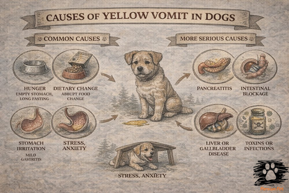 استفراغ زرد در سگ؛ علت‌ها، خطرات و زمان مراجعه به دامپزشک