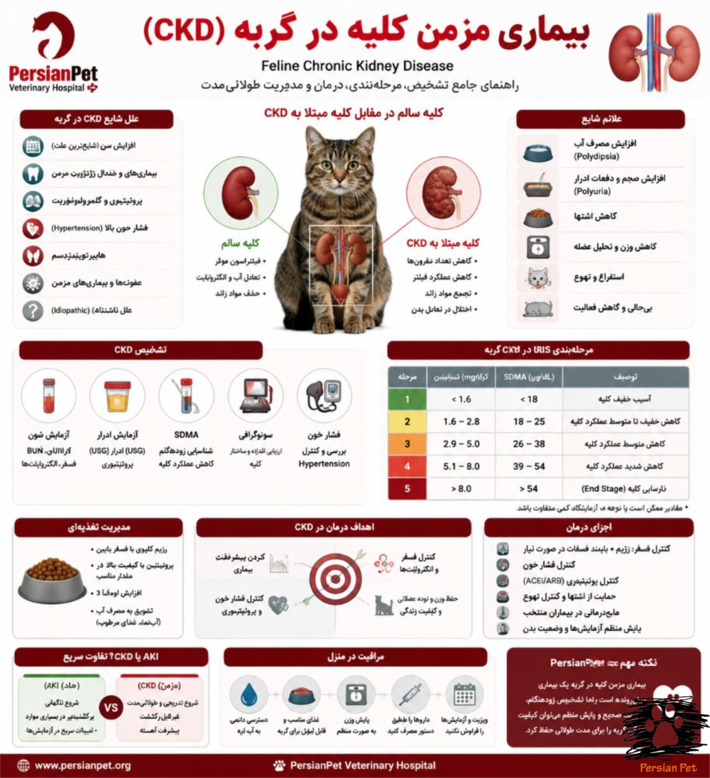 بیماری مزمن کلیه در گربه (Feline Chronic Kidney Disease - CKD)