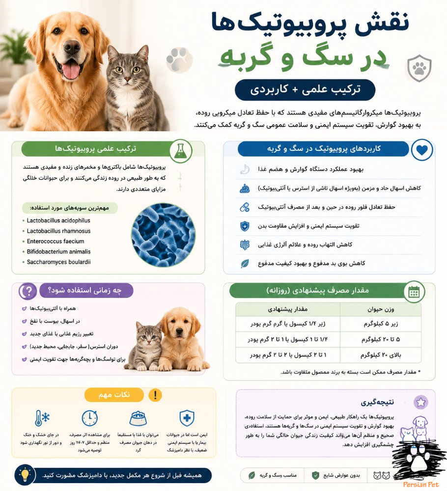 پروبیوتیک در حیوانات خانگی | بهبود گوارش و ایمنی