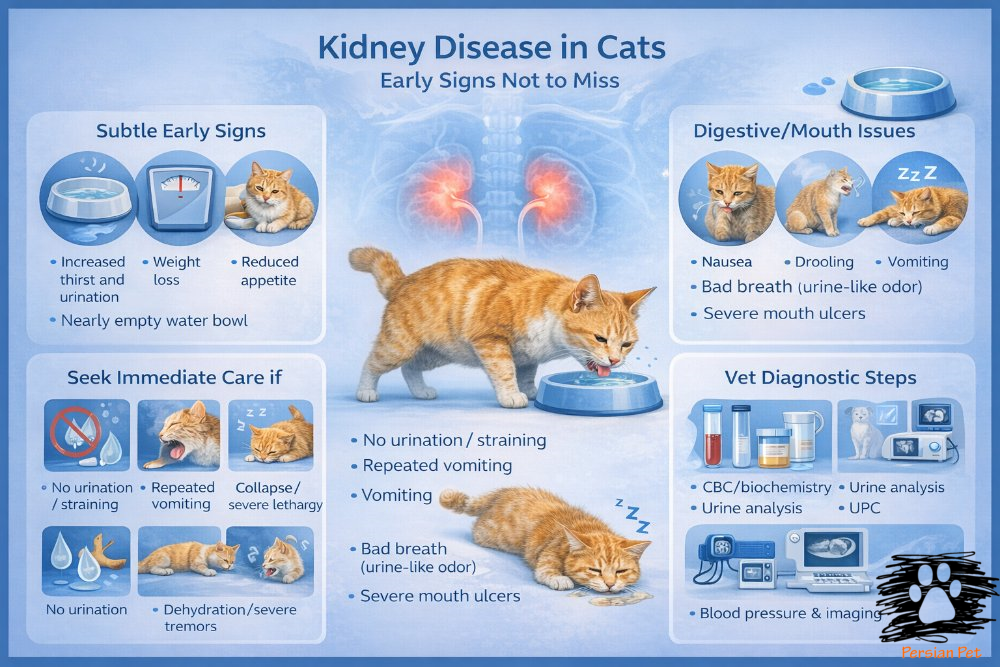 بیماری کلیه در گربه؛ علائم اولیه هشداردهنده