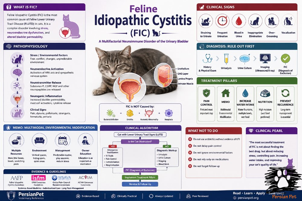 Feline Idiopathic Cystitis (FIC) در گربه | تشخیص و درمان کامل