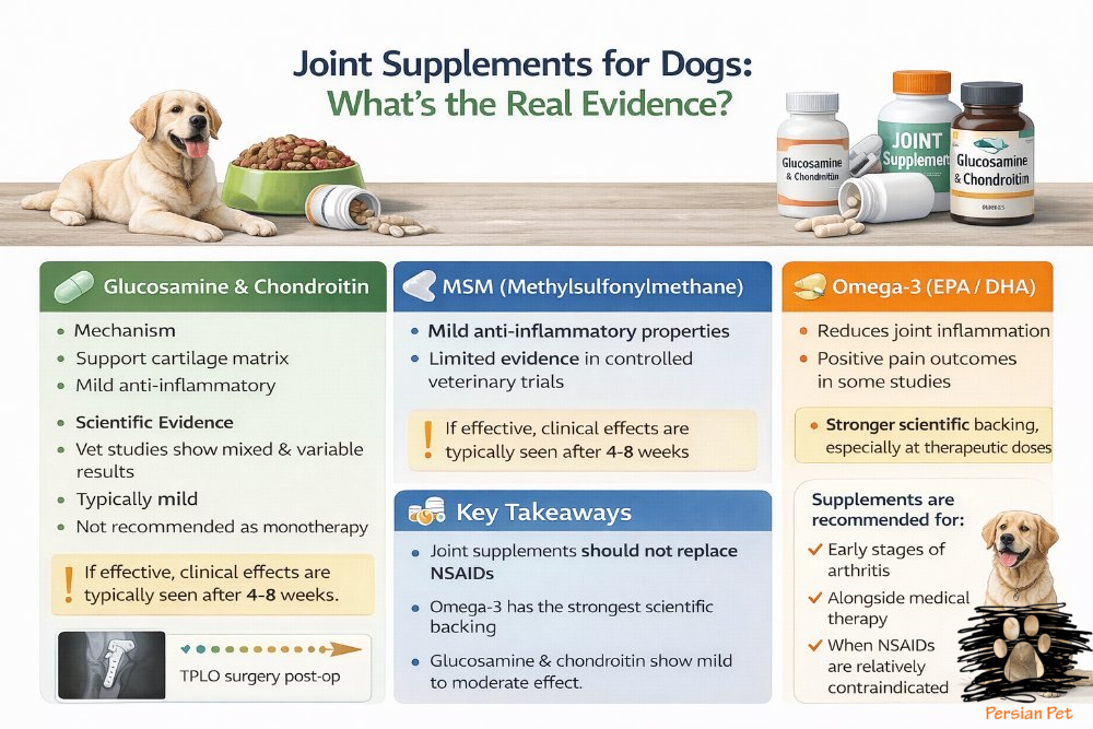 مکمل‌های مفصلی سگ؛ واقعاً مؤثرند؟