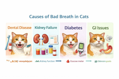 بوی بد دهان گربه نشانه چیست؟