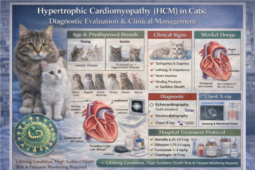 HCM در گربه‌ها؛ تشخیص پاراکلینیکال، درمان و پایش بالینی