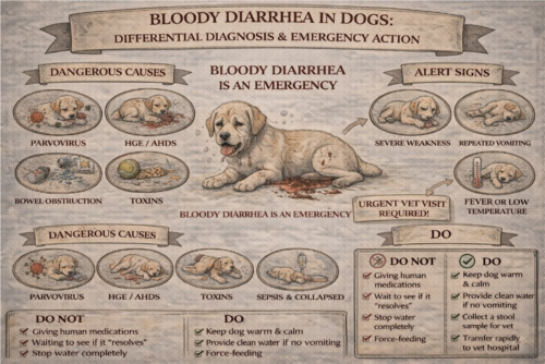 اسهال خونی در سگ؛ تشخیص افتراقی و اقدام فوری