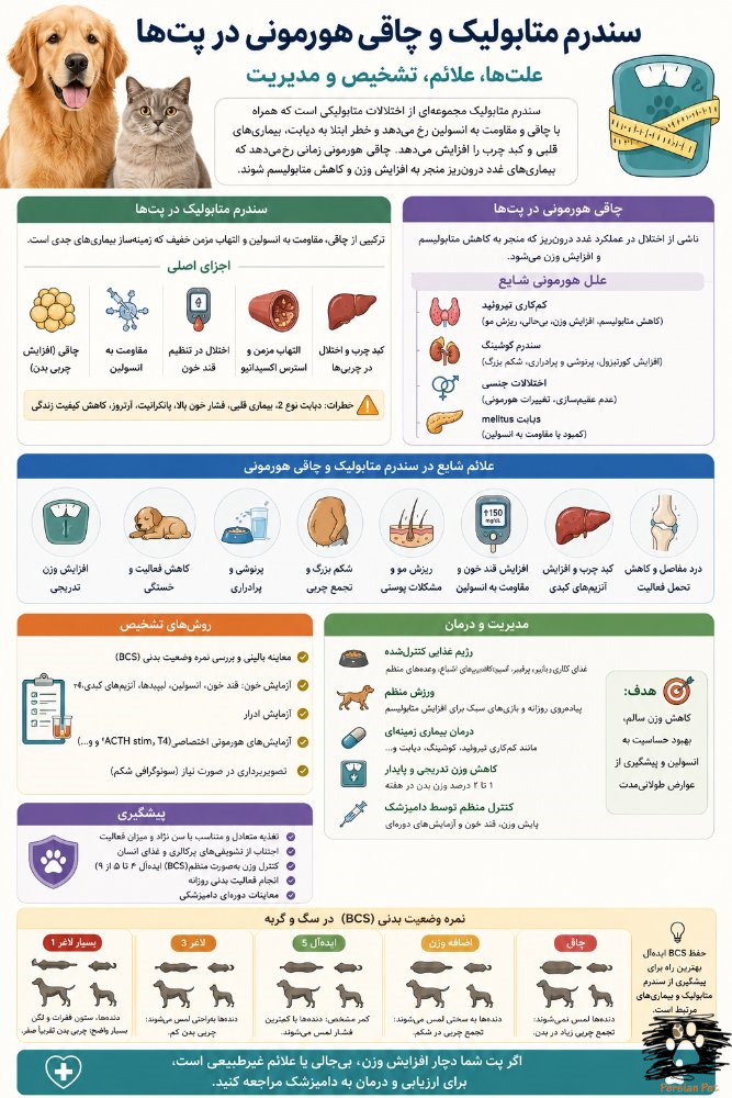 سندرم متابولیک و چاقی هورمونی در پت‌ها | تشخیص، مدیریت و پیشگیری