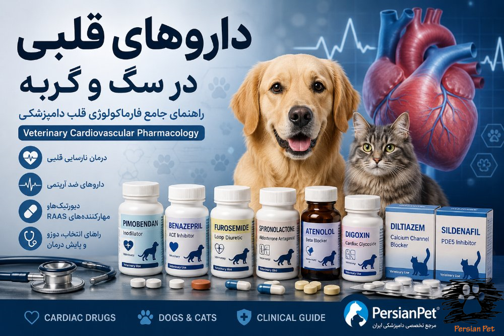 داروهای قلبی در سگ و گربه | راهنمای جامع فارماکولوژی قلب دامپزشکی | PersianPet