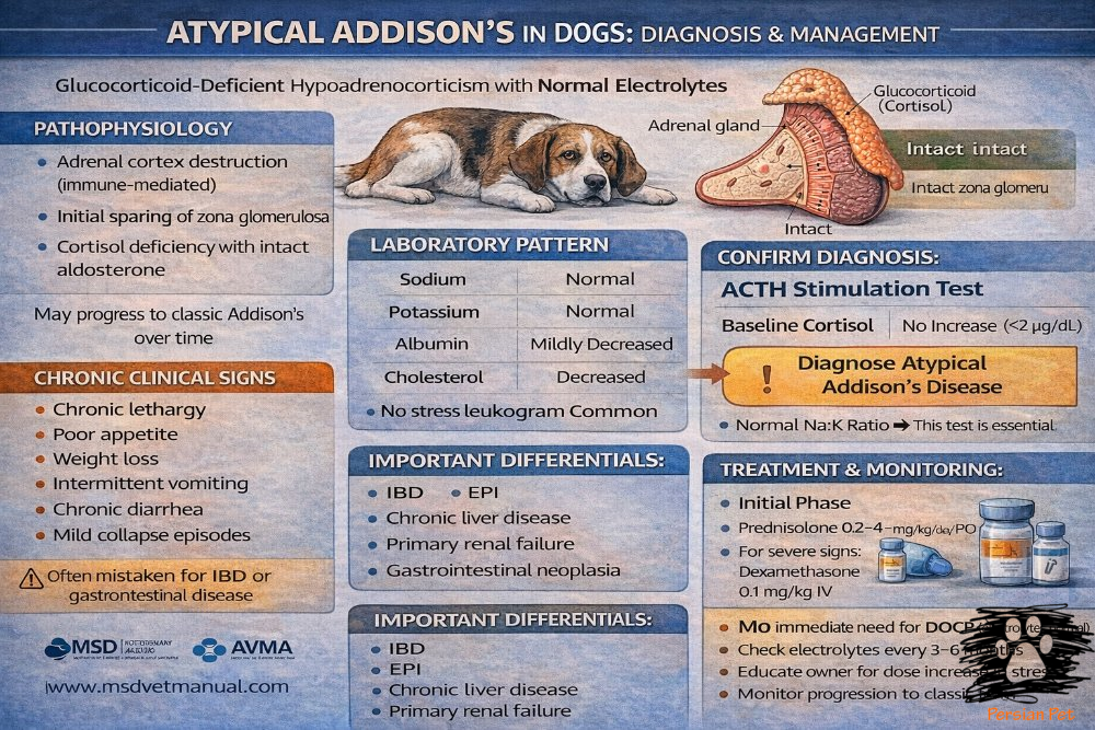 آدیسون آتیپیک در سگ | تشخیص و مدیریت تخصصی