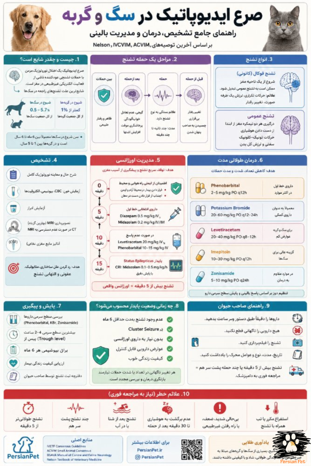 صرع در سگ و گربه | تشخیص، درمان و مدیریت صرع ایدیوپاتیک