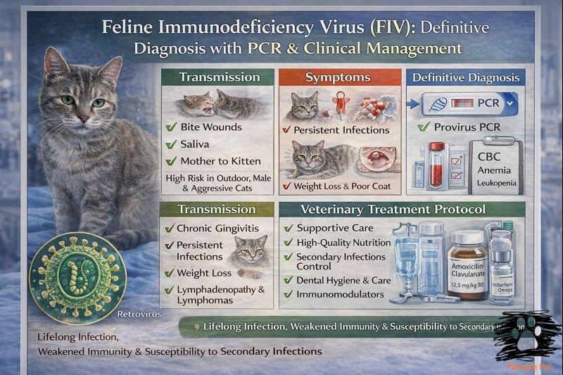 FIV در گربه‌ها؛ تشخیص قطعی با PCR و مدیریت بالینی