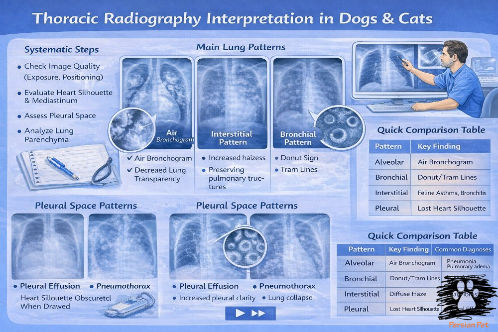تفسیر رادیوگرافی قفسه سینه سگ و گربه | الگوهای ریوی