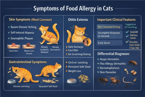 علائم آلرژی غذایی در گربه