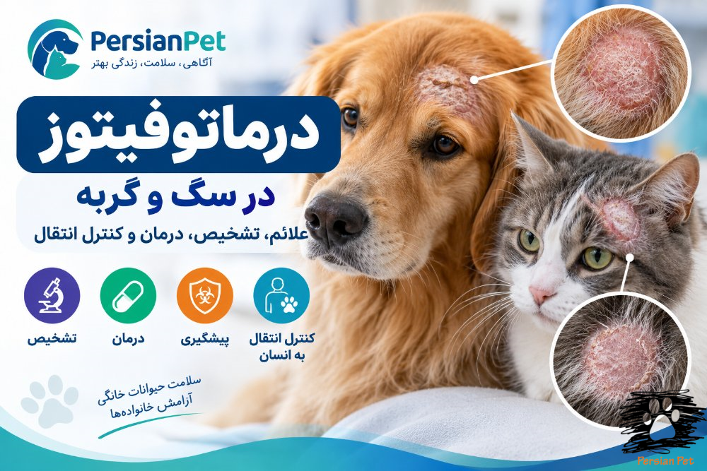 درماتوفیتوز در سگ و گربه؛ علائم، تشخیص و درمان قارچ پوستی