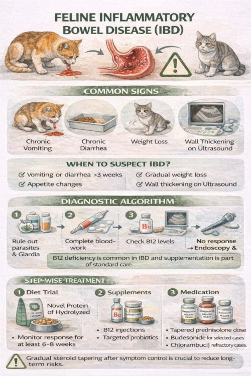 IBD در گربه | تشخیص، افتراق با لنفوم و درمان