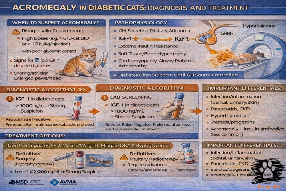 آکرومگالی در گربه دیابتی | تشخیص و درمان تخصصی