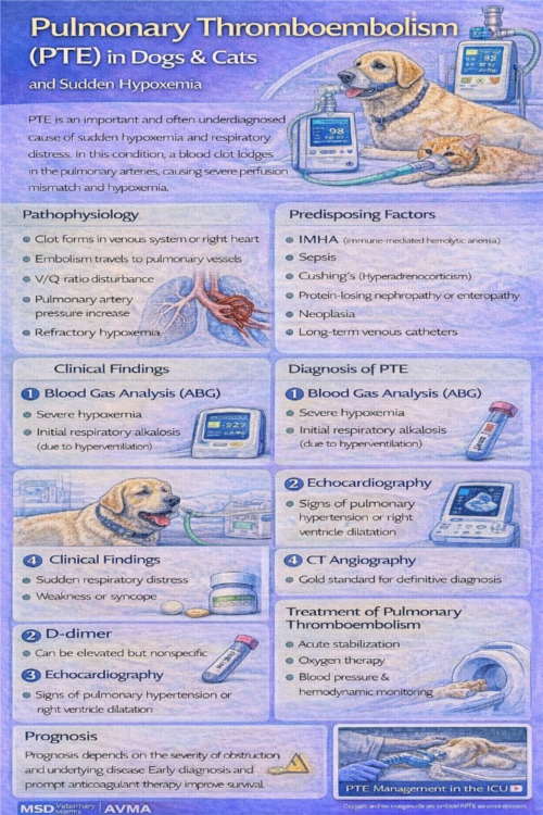 ترومبوآمبولی ریوی در سگ و گربه | PTE و هیپوکسمی ناگهانی