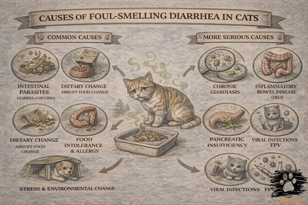 اسهال بدبو در گربه؛ علت‌ها، بیماری‌های مهم و زمان مراجعه