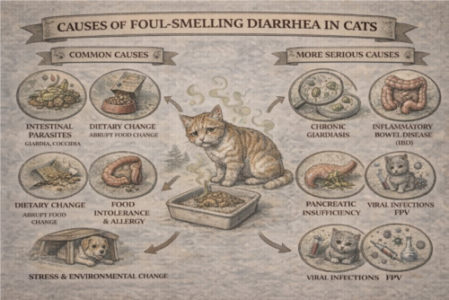 اسهال بدبو در گربه؛ علت‌ها، بیماری‌های مهم و زمان مراجعه