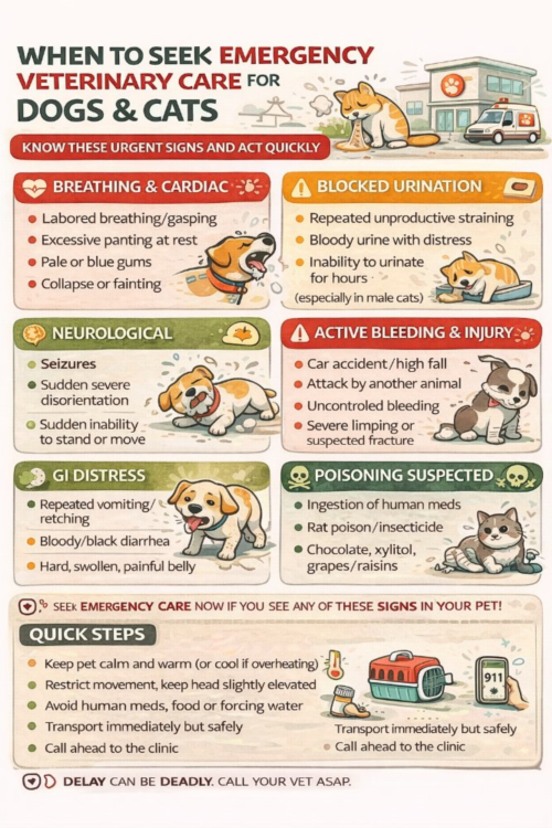 6️⃣ چه زمانی اورژانسی است؟ (سگ و گربه)