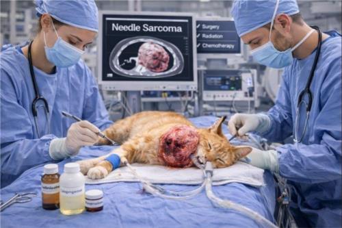 نیدل سارکوما گربه؛ تشخیص پیشرفته و درمان انکولوژیک